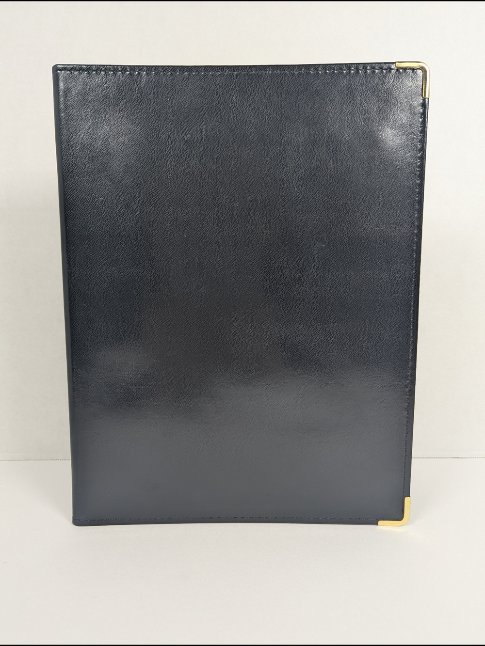 VTG Hazel Portfolio Padfolio Black Leather Notepad Gold Corners Made in USA